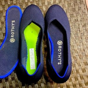 Rothys navy blue flats size 8